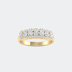 Bague de mariage empilable en or 14K avec 5 pierres de diamant de laboratoire rondes brillantes de 1,00 carat, sertie pavé VVS VS DEF, pour anniversaire - Product Image 1
