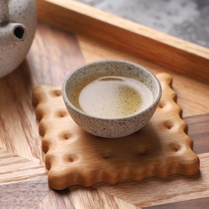 Modern Biscuit Shape Wooden Coaster Set Perfect For Coffee Tea <b>Table</b> <b>Protection</b> And Cute Kitchen Decor Wholesale From India - Product Image 3