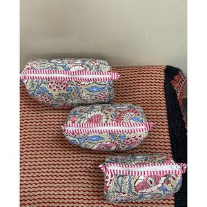 Ensemble de trois pochettes matelassées en coton à imprimé floral, style bohème, avec fermeture à glissière, pour un usage quotidien - Product Image 5