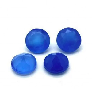 Qualité Super Fine 12mm Calcédoine Bleue Naturelle À Facettes Coupe Ronde Pierres Précieuses Bleues En Vrac Pour Bague Pierre De Naissance À Prix Raisonnable - Product Image 1