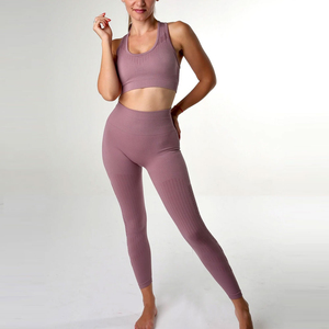 Streetwear Women Two Piece Yoga Set Manufacturer Custom Activewear Sports Bra Leggings <b>Jacket</b> Gym Fitness Wear - Product Image 1