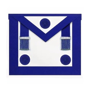 Hamsub Industry Custom Masonic <b>Apron</b> Embroidered Freemason Regalia Blue <b>White</b> Classical Design Sew-On Badge - Product Image 1