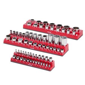 Set di 3 Organizzatori Magnetici per Bussole 1/4 3/8 1/2 SAE con Etichette Trasparenti, Contenitori per Attrezzi con Capacità di 68 Pezzi - Product Image 1