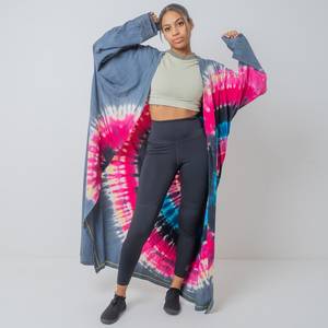 Kimono de dernière génération, taille unique, avec ceinture, magnifique kimono en tissu rayonne, design tie-dye fait main, robe kimono pour femmes - Product Image 1