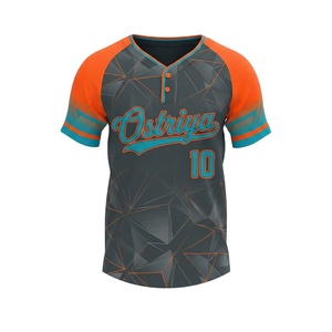 Camiseta de béisbol y softbol de manga corta, transpirable, de secado rápido, con cuello en V y dos botones. - Product Image 1