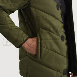 Chaqueta Acolchada de Dos Tonos Verde Oliva y Negra para Hombre, con Capucha, Parka Acolchada de Invierno, Ropa Exterior Informal, Cálida y Resistente al Viento - Product Image 6