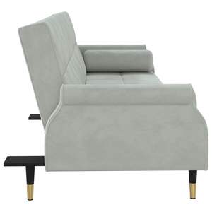 Canapé-lit pour adultes en velours gris clair, 100% polyester avec structure en contreplaqué et en métal - Product Image 5