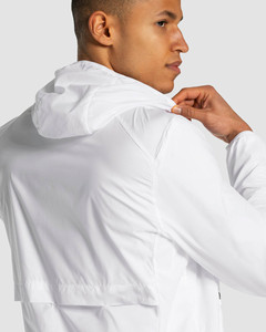 Veste coupe-vent pour homme, logo personnalisé OEM en gros, blanche, légère, imperméable, vêtements de sport et de course, veste softshell - Product Image 5
