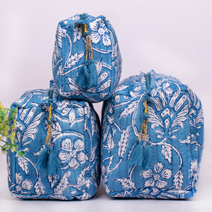 กระเป๋าเครื่องสำอางแบบพกพา ลายพิมพ์บล็อก เป็นมิตรกับสิ่งแวดล้อม ใช้ซ้ำได้ สำหรับอเนกประสงค์ พร้อมซิป ทนทาน ชุดกระเป๋าจัดระเบียบเครื่องสำอาง - Product Image 2