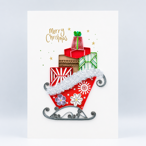 Tarjeta de Felicitación Navideña de Lujo Hecha a Mano con Diseño de Trineo, Papel Quilling, Personalizada, Venta al Por Mayor, Papelería Vietnam ODM/OEM - Product Image 5