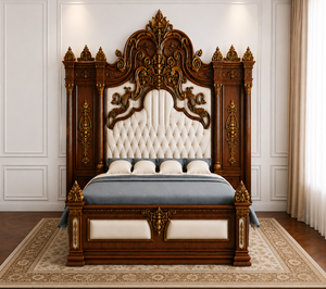 Juego de Cama de Lujo con Cabecera Alta King/Queen, Madera de Teca, Tamaño California King, Diseño Antiguo Duradero, Suite de Dormitorio - Product Image 2