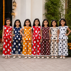 Kid Girls Solid Short Sleeve Comfortable Dress Set <b>Bow</b> Details Cotton Outfit Summer Clothing Stock Lot Bangladesh - Product Image 3