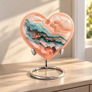 Hermosa montaña oro Árbol de la vida corazón cremación urna para adultos para cenizas humanas gran urna conmemorativa con soporte y bolsa de terciopelo gratis - Product Image 3