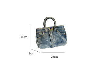 กระเป๋าสะพายไหล่กระเป๋าผ้ายีนส์มีกระดุมแฟชั่นปรับแต่งได้ตามต้องการ - Product Image 4