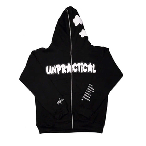 Hoodie zippé intégral pour homme, design OEM, en molleton bouclette, uni, avec impression en relief, délavé à l'acide, personnalisable, style décontracté - Product Image 4