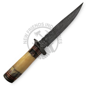 New Edition Customizable Damascus Steel 13" Wolf Bowie <b>Knife</b> w/<b>Bone</b> <b>Handle</b> Fixed Blade <b>Knife</b> Collectible Outdoor Hunting <b>Knife</b> - Product Image 3