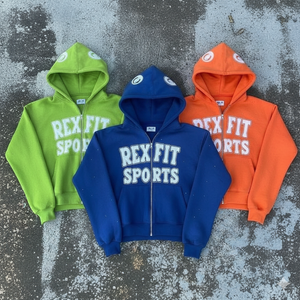 Fabrication professionnelle de sweats à capuche zippés de haute qualité en molleton 100% coton, poids lourd 500 GSM, effet délavé au soleil, impression de logo personnalisée. - Product Image 4