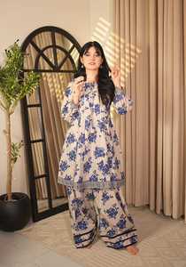 Collection élégante de vêtements en tissu lawn imprimé pour femmes, vêtements indiens et pakistanais en coton doux, ensemble 2 pièces en lawn, robe d'été, tenue de tous les jours - Product Image 5