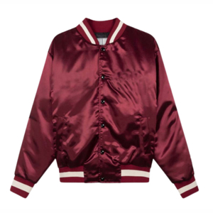 Chaqueta Bomber Varsity para Hombre, Nueva, Disponible en Todos los Colores, de Satén, Seda y Poliéster, con Cuello Alto - Product Image 4