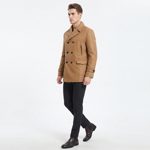 High Quality <b>Men's</b> Woolen <b>Pea</b> <b>Coat</b> Classic Double Breasted Classic Horn Button Closure <b>Men's</b> Woolen Peacoat - Product Image 3