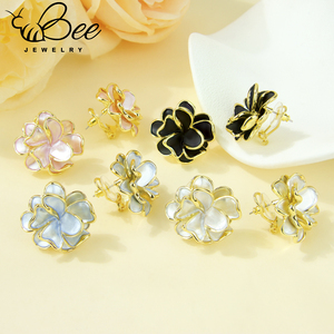 New Trendy 14k Gold Color Enamel <b>Stud</b> <b>Earrings</b> European Non Tarnish Jewelry Hypoallergenic Flower <b>Earring</b> For Women - Product Image 1