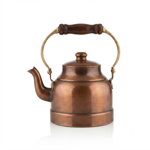 Bouilloire à thé vintage en cuivre artisanale avec couvercle et poignée en laiton, théière vintage pour cuisinière, pot à eau bouillante et à café - Product Image 1