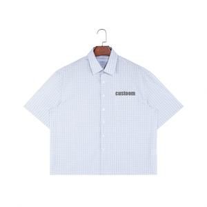 Camisas Casuales de Manga Corta para Hombre, Corte Slim Fit, Juveniles, con Rayas de Burbujas, Tela Popelina, Cierre de Botones, Bolsillos, Transpirables - Product Image 1