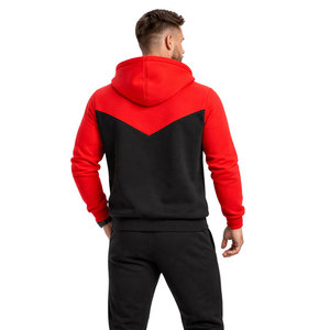 ชุดวอร์มผู้ชายสีแดงดำตัดกัน ชุดเซ็ตเสื้อฮู้ดซิปเต็มตัวพร้อมกางเกงจ็อกเกอร์ ทรงเข้ารูป สวมใส่สบาย เหมาะสำหรับออกกำลังกาย เล่นกีฬา วิ่ง และฝึกซ้อม - Product Image 5