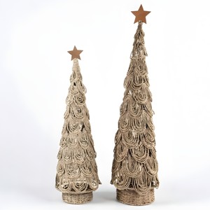 Set of handmade sea grass christmas tree natural seagrass cone trees holiday decoration supplies - Product Image 1
