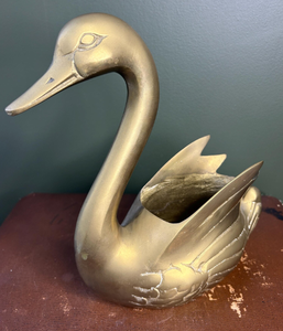 Handmade Brass Swan Tabletop <b>Vase</b> Traditional Design Art Display Decorative Metal Sculpture engraved plumage metal container - Product Image 3