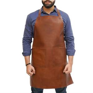 Delantal de Cuero de Grano Completo Marrón con Correa Ajustable y Dos Bolsillos para Hombre, Uso Casual - Product Image 1