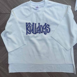 Falcons Embroidered Batwing Sleeve Oversized T-Shirt Unisex White Cotton Summer Pullover O-<b>Neck</b> Knitted Breathable Front Logo - Product Image 3