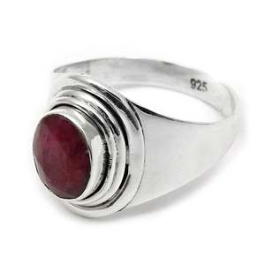 Anillo de Plata de Ley 925 al por Mayor con Piedra Preciosa de Rubí Natural de Alta Calidad, Joyería Bohemia Hecha a Mano para Niñas y Niños - Product Image 1