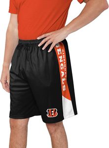 Pantalones Cortos Negros de Poliéster de los Cincinnati Bengals con Franjas Laterales Naranjas y Logotipo del Equipo, Ropa Deportiva Resistente - Product Image 3