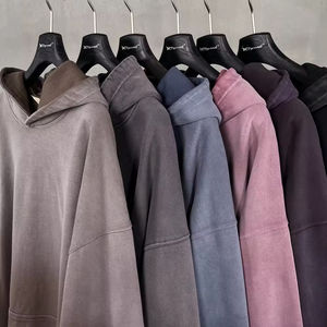 Sweat-shirts et sweats à capuche pour hommes en coton tricoté 100% avec effet délavé, déchiré et vieilli, fermeture éclair - Product Image 4