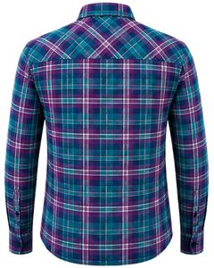 เสื้อเชิ้ตผ้าแฟลนเนลลายสก็อตสีเขียวอมม่วงสำหรับผู้ชาย สไตล์ลำลอง ทรงเข้ารูป แขนยาว ติดกระดุม ผ้าฝ้าย แฟชั่นทันสมัย ผลิตตามสั่งจากโรงงาน - Product Image 3