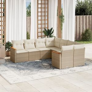 8-Piece <b>Beige</b> PE Rattan Garden <b>Sofa</b> Set with Removable <b>Covers</b> - Product Image 1