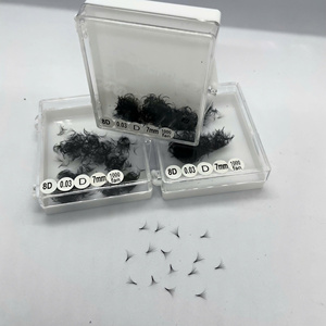 Pestañas cortas de esquina interior de pelo sintético con efecto espiga 8D 10D 20D 0.03 7mm 500 abanicos sueltos en caja Extensiones de pestañas de volumen Marca privada - Product Image 3