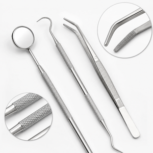 Kit Dental de 3 Piezas con Espejo Bucal, Pinzas y Sonda de Acero Inoxidable, Juego de Herramientas de Examen Dental con Certificación CE para Dentistas - Product Image 6