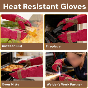 Guantes de Soldadura de Cuero con Puño Extra Largo, Absorbentes de Sudor, Resistentes al Fuego y a Salpicaduras de Metal Fundido, Personalizables para Manipulación de Metales Calientes - Product Image 6