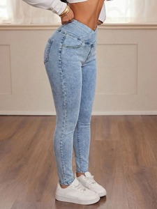 Pantalones Vaqueros de Mujer con Diseño Personalizado, Última Moda, Patrón Sólido, Invierno, 100% Algodón, Venta Caliente, Ropa Urbana, Transpirable, Precio Económico - Product Image 6