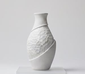 Vase décoratif moderne en métal blanc sculpté, texture moulée, pour bibliothèque, bureau, décoration de table, vente en gros - Product Image 1