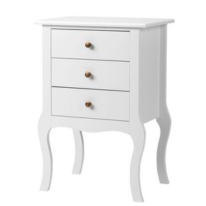 Comodino Smart in Legno Massello Stile Europeo con Tre Cassetti per Camera da Letto o Appartamento in Bianco - Product Image 5