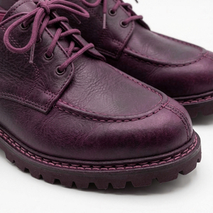 Chaussures Oxford pour homme en cuir de vachette bordeaux, bout rond, lacets, imperméables, semelle en caoutchouc - Product Image 6