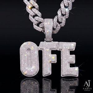 Pendentif personnalisé en moissanite, breloque initiale glacée, plaqué rhodium or rose, argent 925, collier hip-hop, cadeau bijoux - Product Image 4