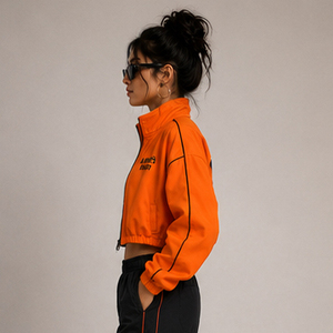 <b>Women</b> Crop Track <b>Jacket</b> Back Chenille Embroidery Long Sleeve French Terry <b>Jacket</b> High Quality Polyester Sports Training <b>Jacket</b> - Product Image 4