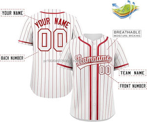 Maillot de Baseball Hipster Hip Hop personnalisé Nom de l'équipe Numéro Pinstripe Design Polyester Sportswear Hommes Femmes Jeunes - Product Image 2