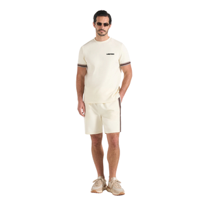 T-shirt homme col rond manches courtes, poignets à double rayure, petit imprimé poitrine, coupe classique, vente en gros, personnalisable OEM, en jersey de coton - Product Image 1