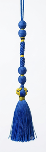 Ornement suspendu décoratif à pompons bleus pour la décoration intérieure bohème du salon, design tissé - Product Image 5