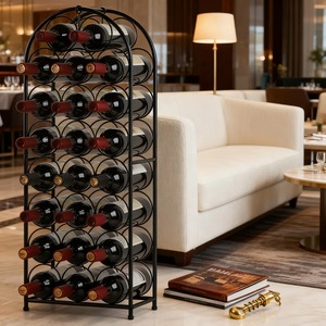 Moderno y Clásico Estante para Vino de Metal Negro de 8 Niveles, Independiente, con Parte Superior Cuadrada, Capacidad para 3 Litros, Almacenamiento Vertical para 23 Botellas, Resistente al Óxido - Product Image 2